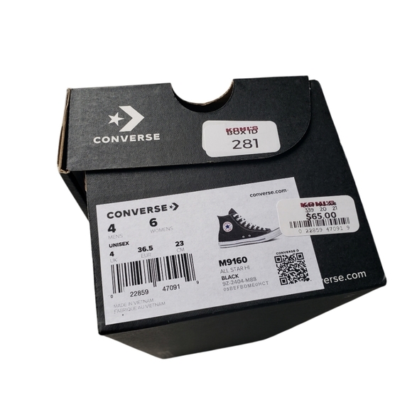 Chuck Taylor All Star Unisex Black Canvas High Top Shoe - M 4 /W 6 - Picture 9 of 10